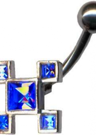 Bananabell Quadrat Eckig Silber 925 Titan Kristall Blau