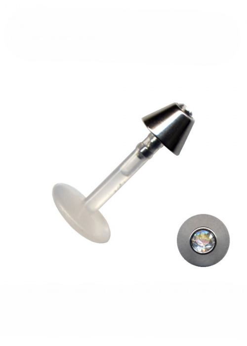 Labret Stud Bioplastic Clear Transparent Ball (2)