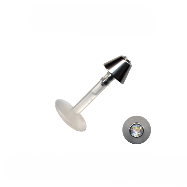 Labret Bioplastic Klar Transparent Kristall Spitze Chirurgenstahl