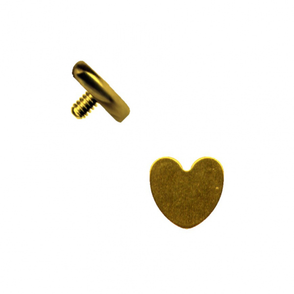 Haut Dermal Anker Aufsatz Chirurgenstahl Herz Gold
