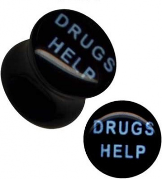 Plug Acryl Drugs Drogen Helfen Schwarz Weiß 12mm