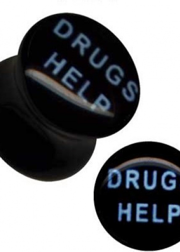 Plug Acrylic Drugs Help Black White 12mm