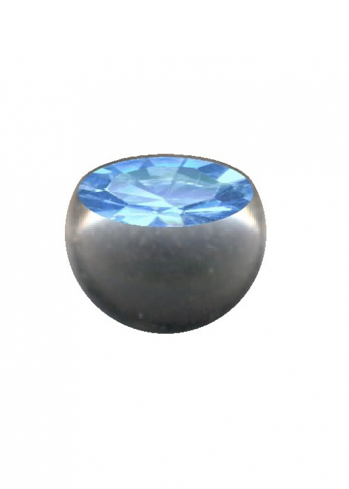 Ball Surgical Steel Silber Crystal Light Blue with Thread