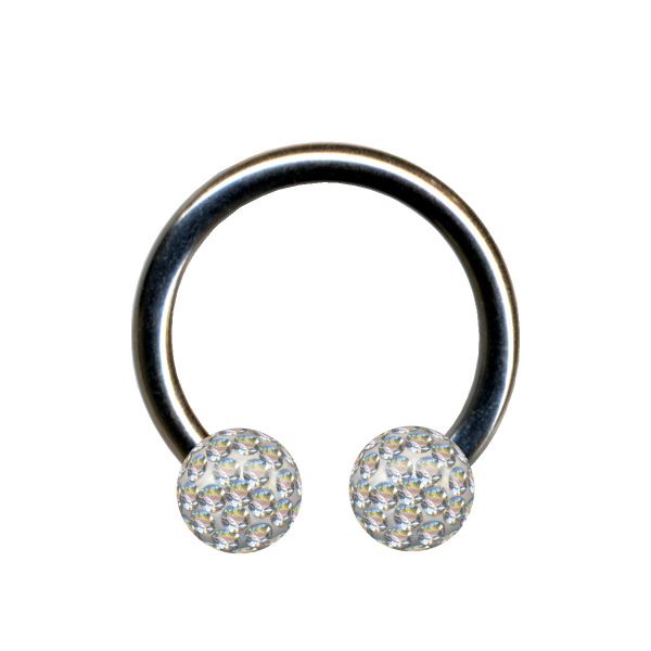 Hufeisen Ring Chirurgenstahl CBR Silber Epoxy Aurora Borealis