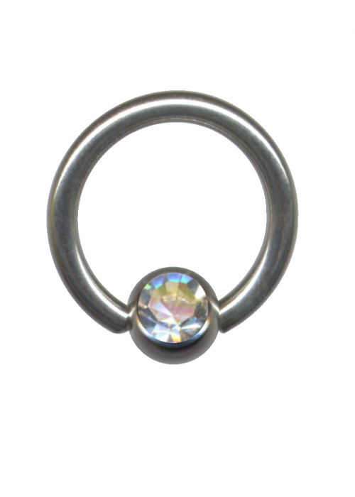 Clamp Ball Ring BCR Surgical Steel Silver Crystal White Clear