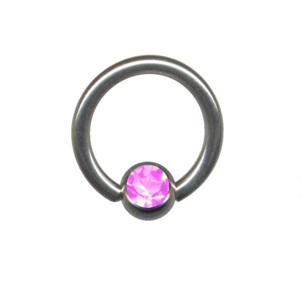 Klemmkugelring BCR Chirurgenstahl Silber Kristall Pink Rosa