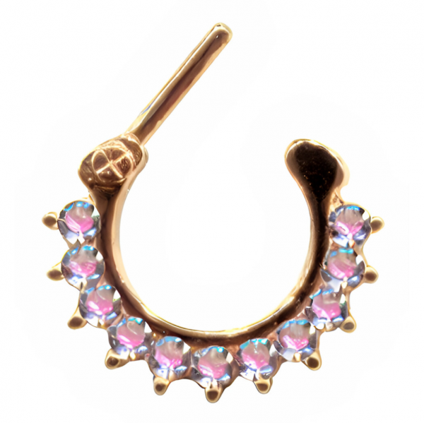 Clicker Ring Chirurgenstahl Roségold Rose Gold 11 Kristalle Aurora Borealis
