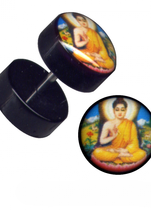 Fake Plug Acryl Chrirurgenstahl Buddha Gott 1,2mm