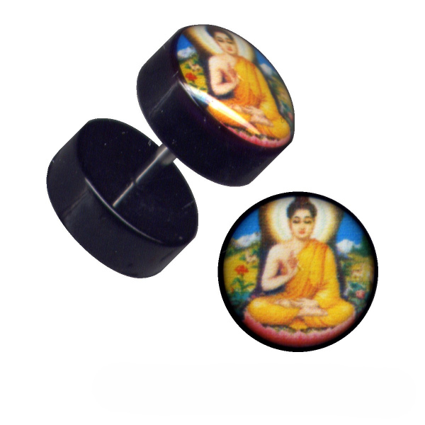 Fake Plug Acryl Chrirurgenstahl Buddha Gott 1,2mm