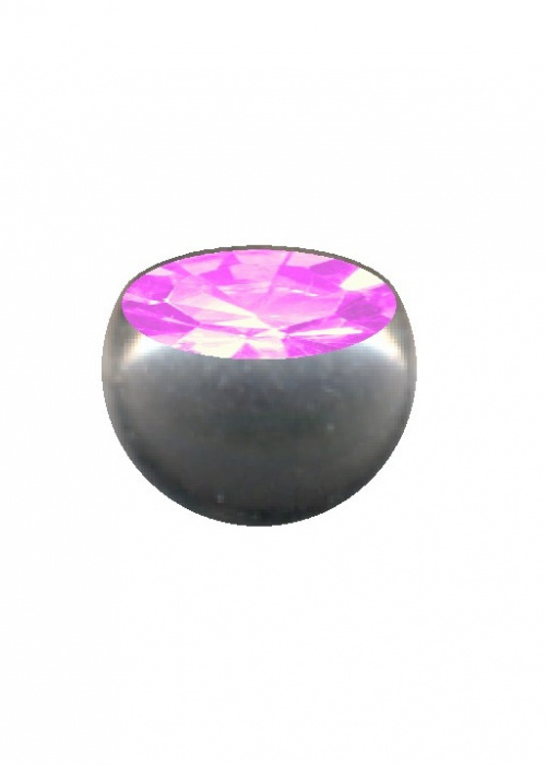 Ball Surgical Steel Silber Crystal Pink Rose with Thread