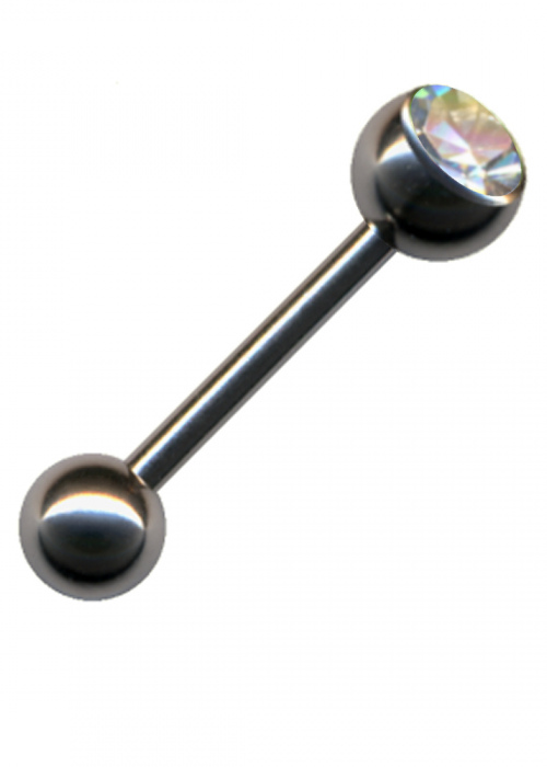 Barbell Straight Piercing Plug  Surigical Steel Silver Dumbbell Crystal White Clear