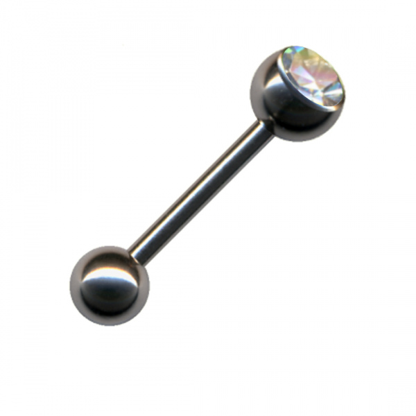 Stecker Gerade Barbell Chirurgenstahl Hantel Silber Kristall Weiß Klar