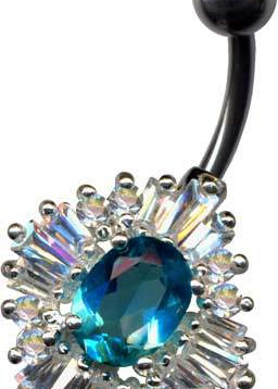 Bananabell Stern Blüte Blume Silber 925 Chirurgenstahl Kristall Blau Hellblau Weiss Klar