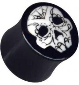 Plug Horn Totenkopf Schädel Dunkel Schwarz Weiß