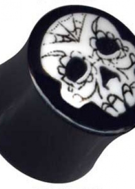 Plug Horn Skull Pirate Dark Black White