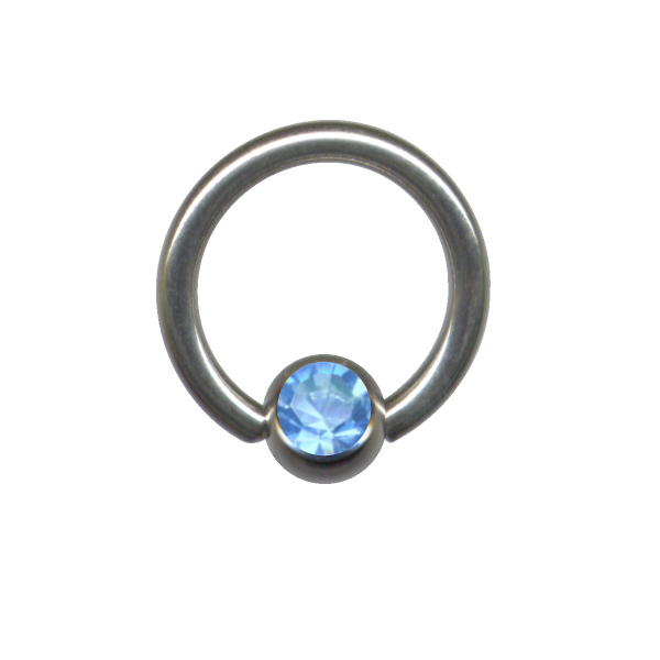 Klemmkugelring BCR Chirurgenstahl Silber Kristall Hellblau Blau