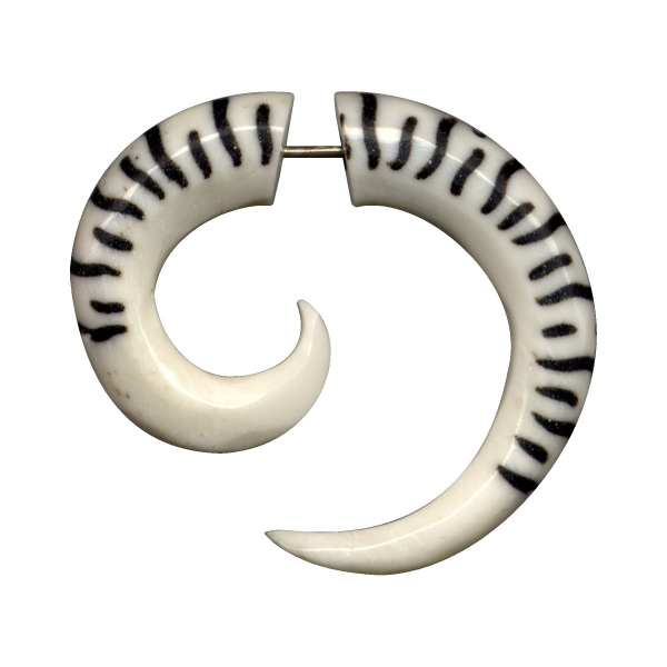Fake Dehnungsspirale Knochen Stahl Weiss Schwarz Streifen 1,6mm