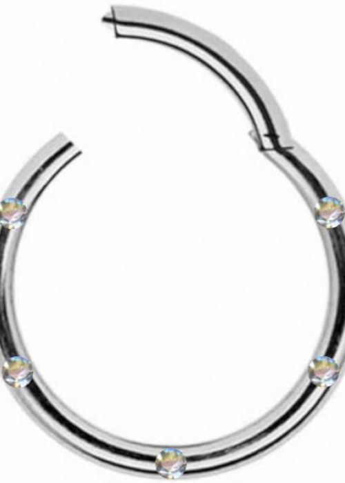 Clicker Silber Chirurgenstahl 5 Kristalle Weiss