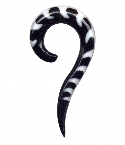 Dehnungssichel Spirale Horn Schwarz Weiss Streifen 6mm