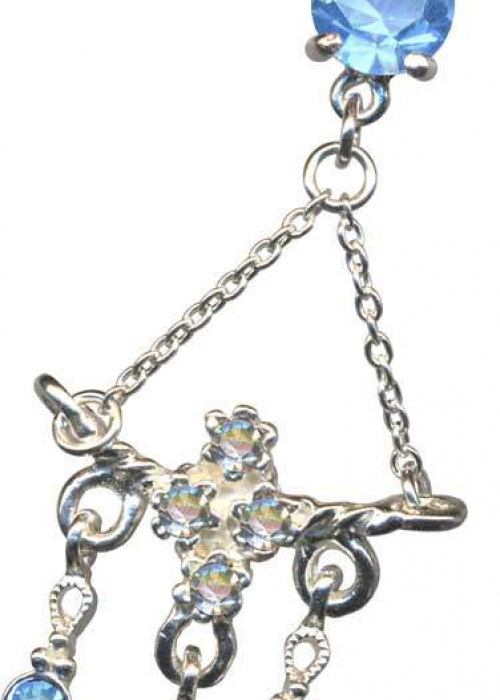 Bananabell Jugendstil Art Nouveau Anhänger Silber 925 Chirurgenstahl Kristall Blau Weiss Klar