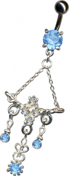 Bananabell Jugendstil Art Nouveau Anhänger Silber 925 Chirurgenstahl Kristall Blau Weiss Klar
