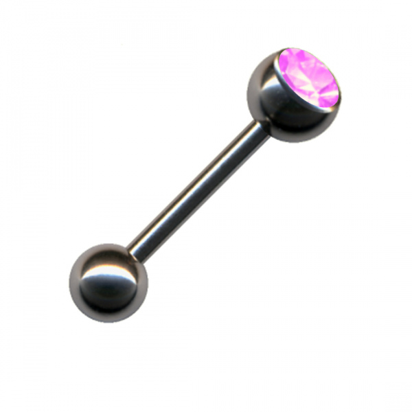 Stecker Gerade Barbell Chirurgenstahl Hantel Silber Kristall Pink Rosa