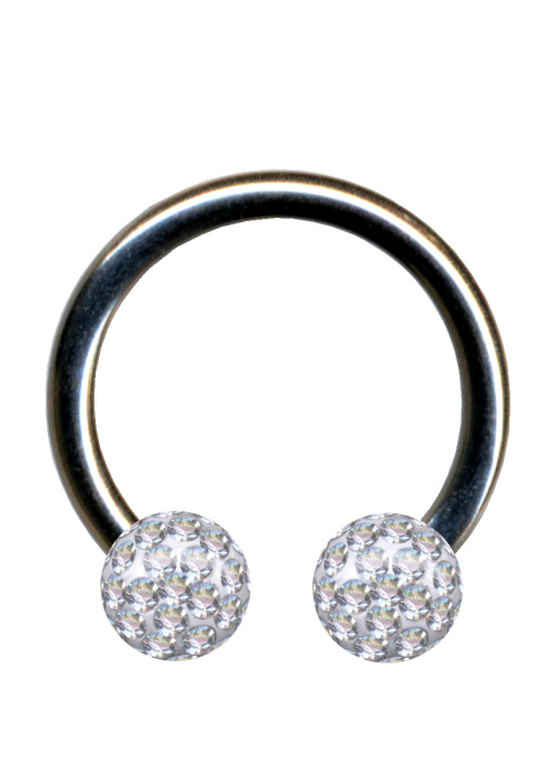 Horse Shoe Ring Titanium CBR Silver Epoxy Aurora Borealis