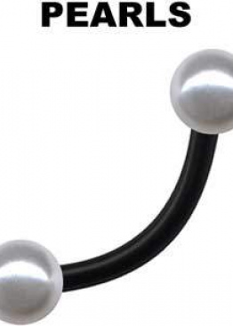 Banana Surgical Steel Black Curved Barbell Pearls