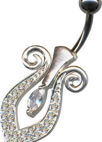 Bananabell Jugendstil Art Nouveau Silber 925 Chirurgenstahl Kristall Weiss Klar