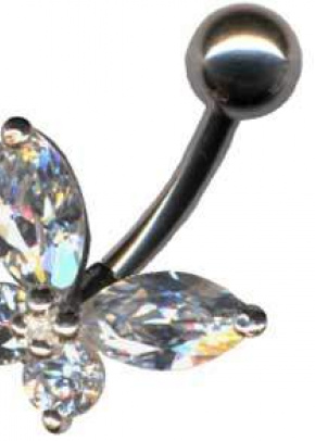 Bananabell Schmetterling Silber 925 Titan Kristall Weiss