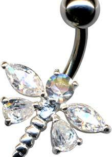 Bananabell Libelle Schmetterling Biene Flügel Silber 925 Chirurgenstahl Kristall Weiss Klar