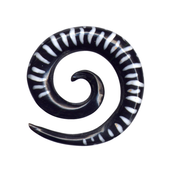 Dehnungsspirale Horn Schwarz Weiss Streifen 6mm