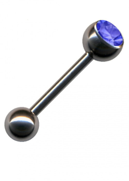 Barbell Straight Piercing Plug  Surigical Steel Silver Dumbbell Crystal Dark Blue