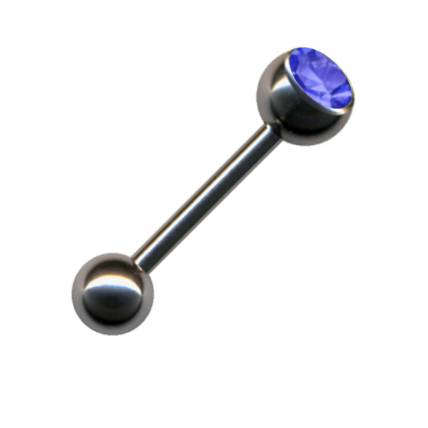 Stecker Gerade Barbell Chirurgenstahl Hantel Silber Kristall Dunkelblau Blau