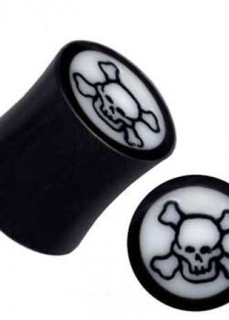 Plug Horn Dark Black Pirate Skull White