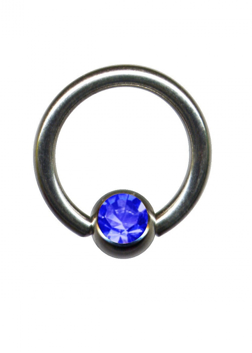 Clamp Ball Ring BCR Titanium Silver Crystal Dark Blue