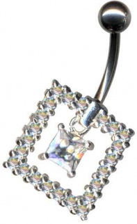 Bananabell Quadrat Eckig Jugendstil Art Nouveau Anhänger Silber 925 Chirurgenstahl Kristall Weiss Klar