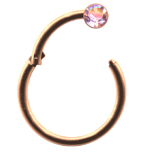 Clicker Ring Chirurgenstahl Roségold Rose Gold Kristall Aurora Borealis