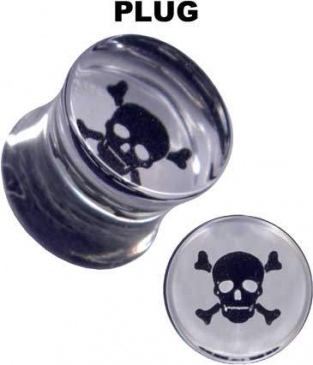 Plug Acryl Klar Transparent Pirat Totenkopf Knochen 12mm