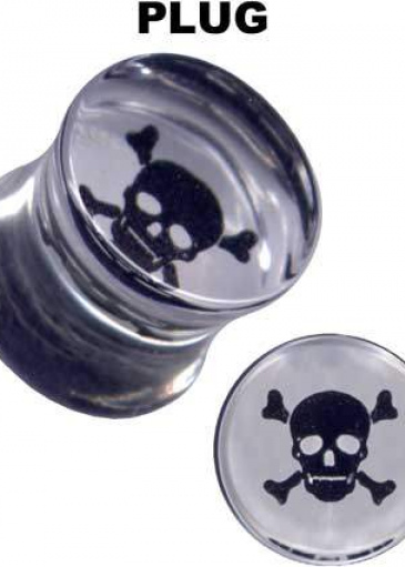 Plug Acryl Transparent Totenkopf