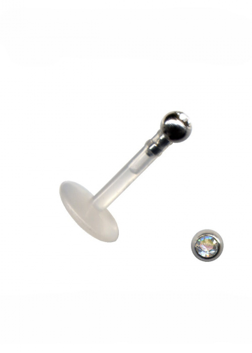 Labret Stud Bioplastic Clear Transparent Ball (1)