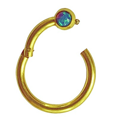 Clicker Ring Chirurgenstahl Gold Gelbgold Opal Stein Türkis