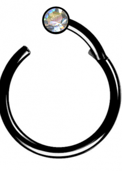 Clicker Ring Hinge Surgical Steel Black Crystal Clear White