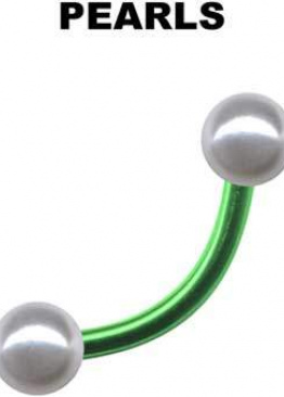 Banana Surgical Steel Grün Curved Barbell Pearls