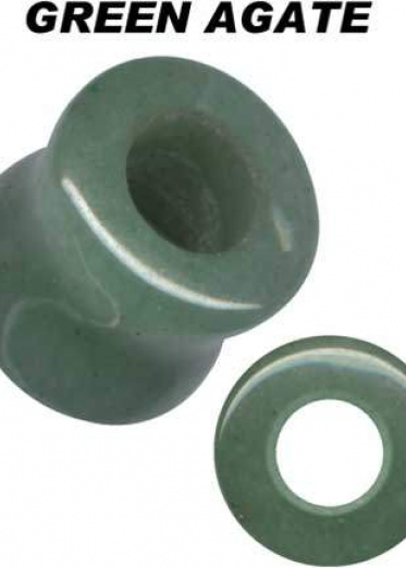 Tunnel Flesh Natural Stone Green Achat Double Flared