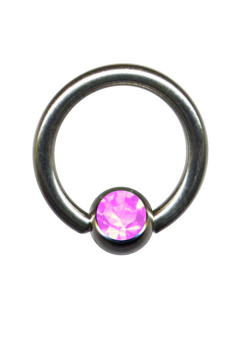 Clamp Ball Ring BCR Titanium Silver Crystal Pink Rose
