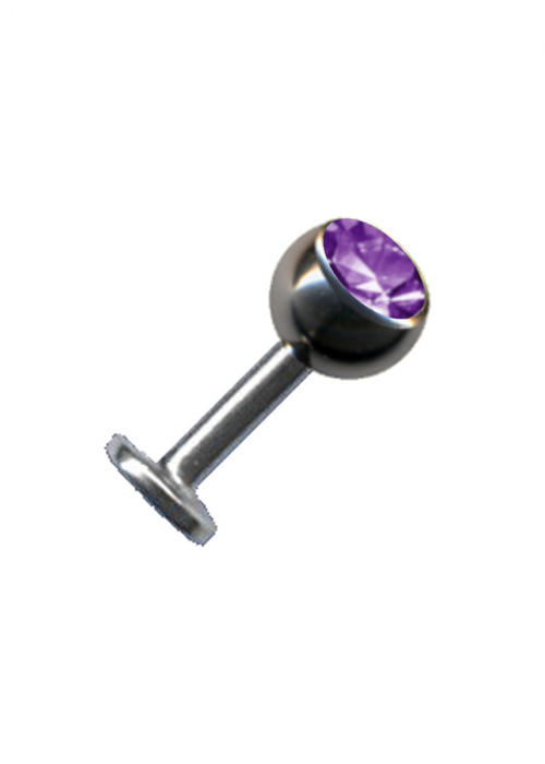 Labret Stud Titanium Silver Crystal Purple Purpur