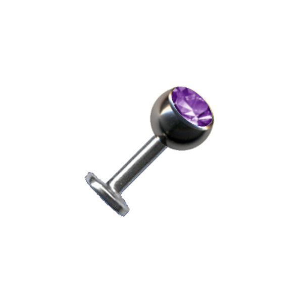 Labret Chirurgenstahl Silber Zirkonia Kristall Purpur Lila
