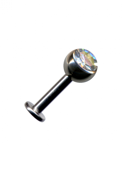 Labret Stud Titanium Silver Crystal White Clear Transparent