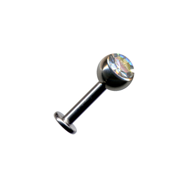 Labret Chirurgenstahl Silber Zirkonia Kristall Weiss Klar Transparent